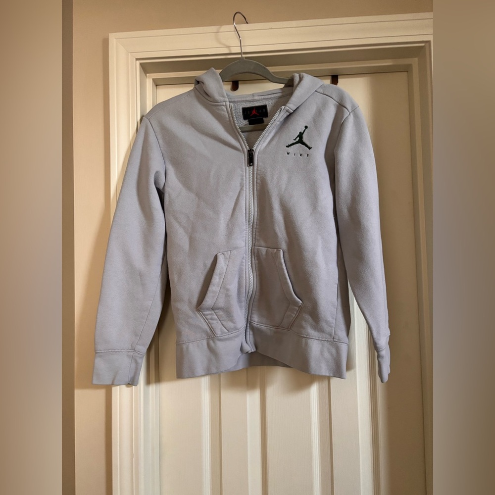 Jordan Jump Man Kids Gray Zip up Hoodie youth kids large